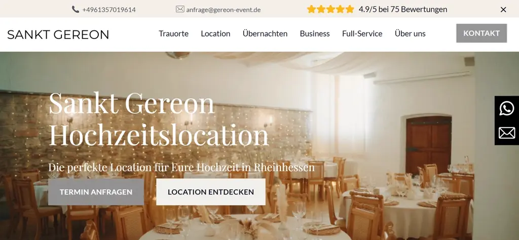 Screenshot der Webseite von Sankt Gereon in Nackenheim